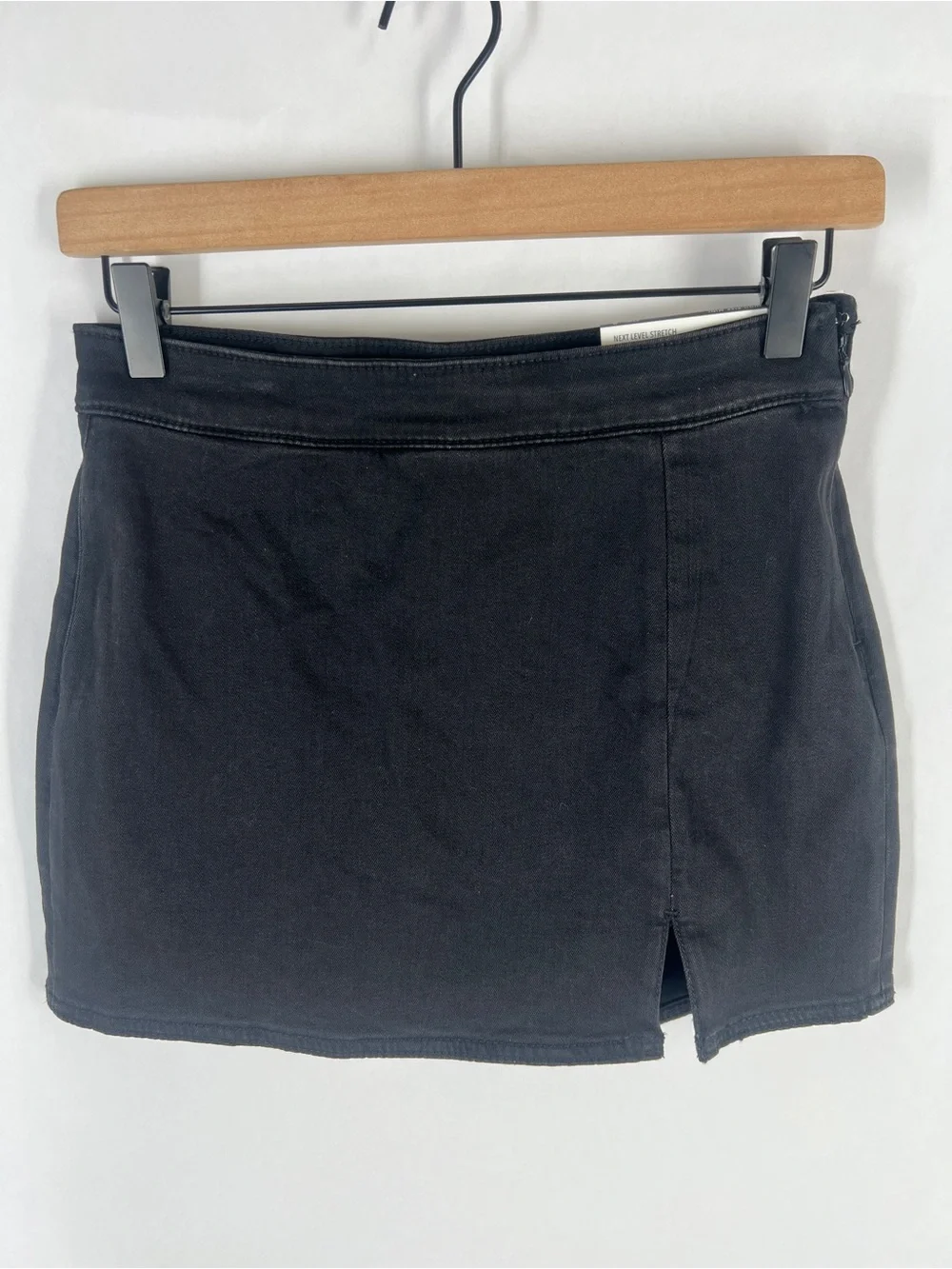 American Eagle High-Rise Black Denim Mini Skort Size 0 25W NWT